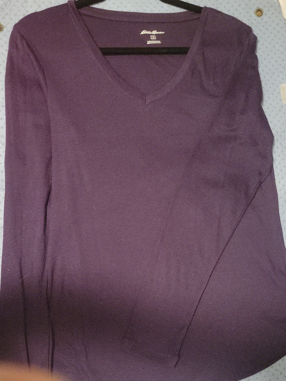 Eddie Bauer Deep Purple V-Neck Sweater